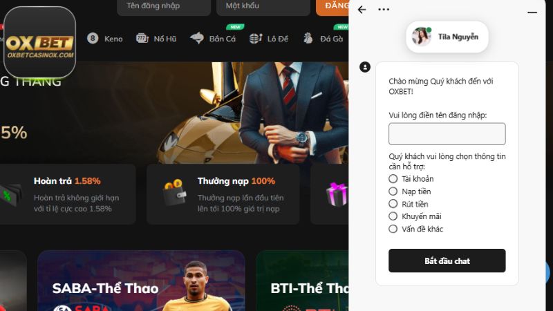 Chatbox trực tiếp tại website nhà cái