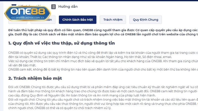 Chính sách bảo mật tại ONE88 đóng vai trò cốt lõi trong việc xây dựng uy tín