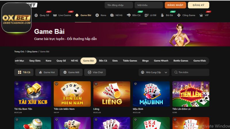 Giới thiệu tổng quan về sân chơi game bài Oxbet