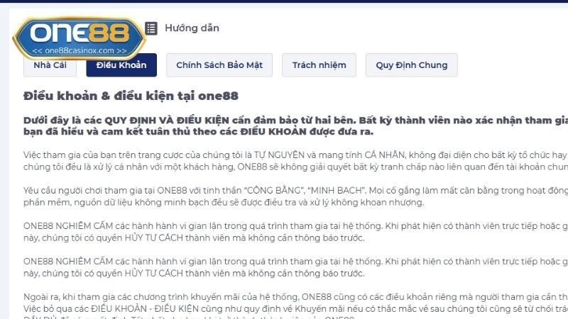 Hiểu rõ điều khoản và điều kiện tại ONE88 giúp bảo vệ quyền lợi của chính mình