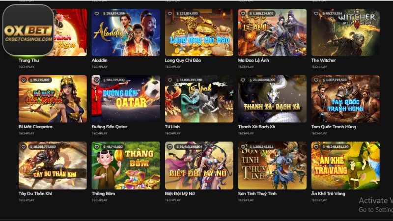 Một số trò chơi nổi bật tại Slots Oxbet