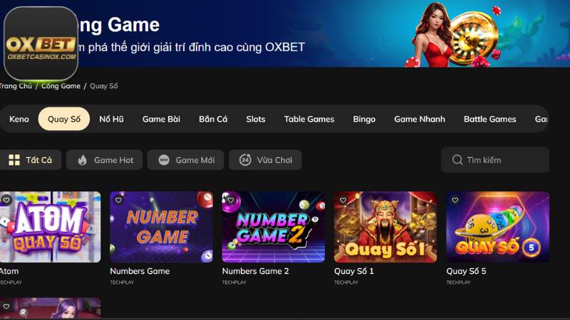 Những trò chơi dẫn đầu lượt truy cập tại game nhanh oxbet