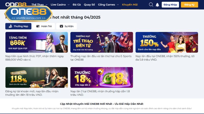 Top 4 ưu đãi mà bạn không thể bỏ qua tại ONE88